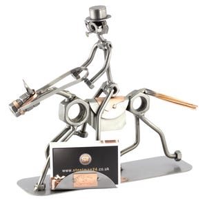 Schraubenmännchen Dressurreiter Mit Visitenkartenhalter - original Steelman24 Metallskulptur - das perfekte Geschenk
