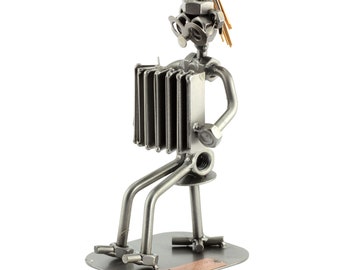 Nuts and bolts sculpture "Accordion" - Handmade ornament figurine