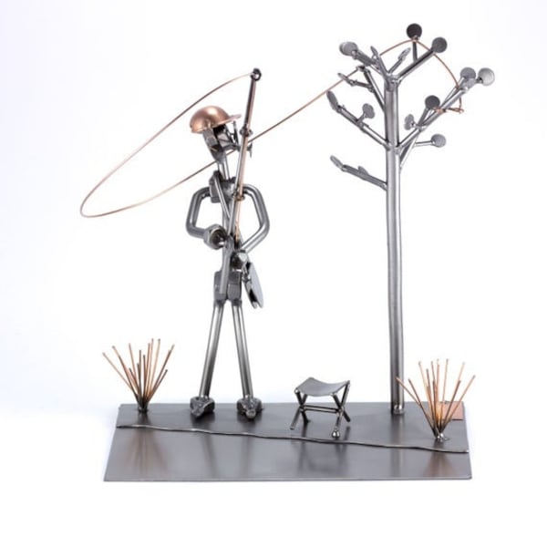 Schraubenmännchen Angler-Unglück - original Steelman24 Metallskulptur - das perfekte Geschenk