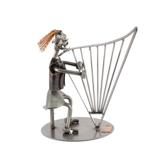 Nuts and bolts sculpture &quot;Harp&quot; - Handmade ornament figurine