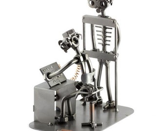 Nuts and bolts sculpture "Radiologist" - Handmade ornament figurine