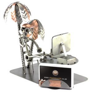 Figurine en métal "Vacances Pc Avec Porte-Cartes De Visite" - Idées Cadeaux fait main