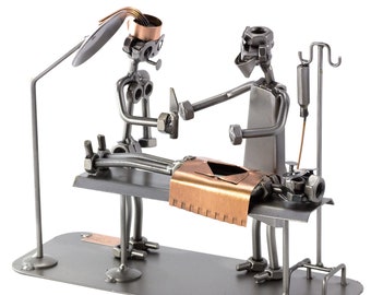 Nuts and bolts sculpture "SURGERY ASSISTANT" - Handmade ornament figurine