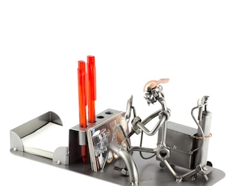 Nuts and bolts sculpture "Welder Desk Organizer Office Tidy" - Handmade ornament figurine