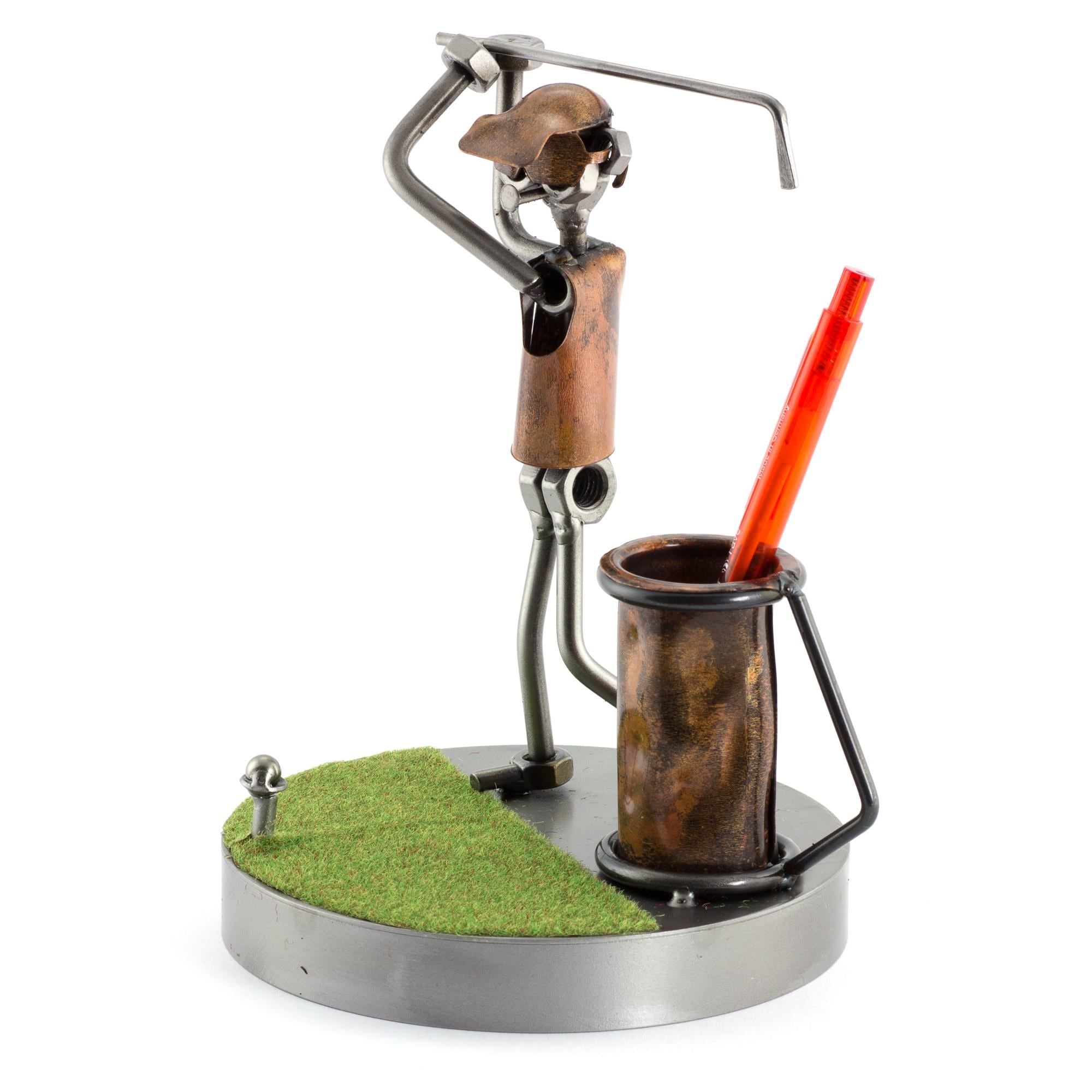 Schraubenmännchen Golf Mit Stiftehalter - original Steelman24 Metallskulptur - das perfekte Geschenk