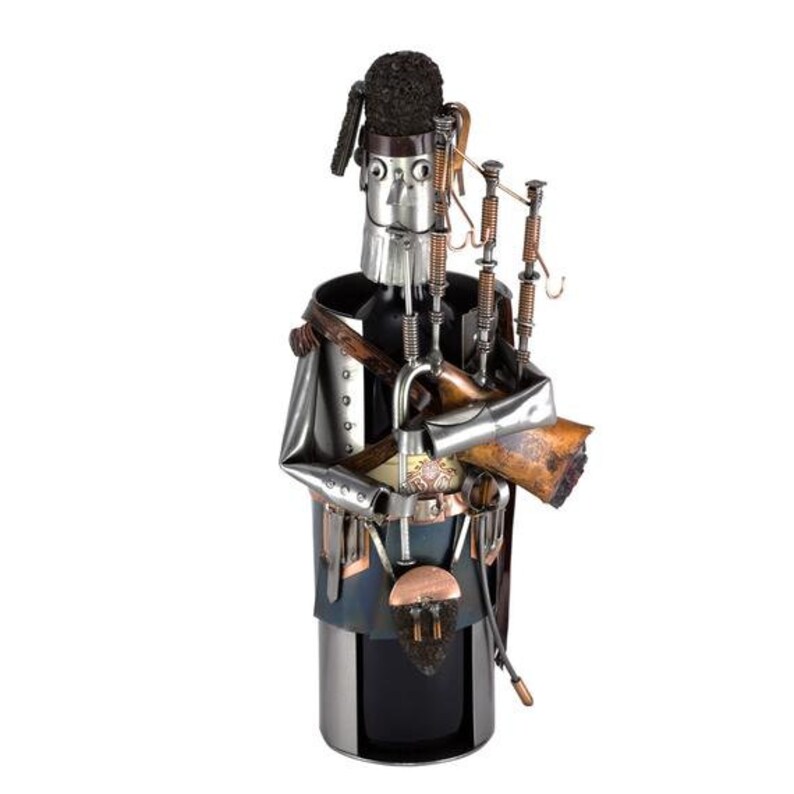 Nuts and Bolts Sculpture wine Bottle Holder Bagpipe Etsy