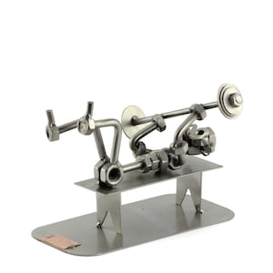 Nuts and bolts sculpture &quot;Poor Bodybuilder&quot; - Handmade ornament figurine