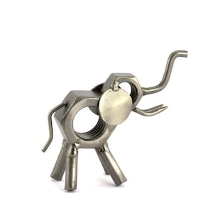 Nuts and bolts sculpture "Elephant" - Handmade ornament figurine