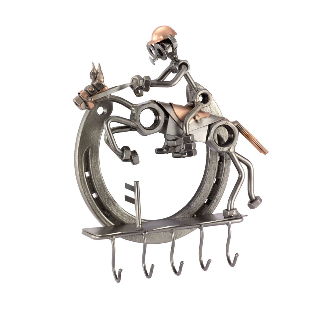 Nuts and Bolts Sculpture horseshoe Key Hook Handmade Ornament Figurine