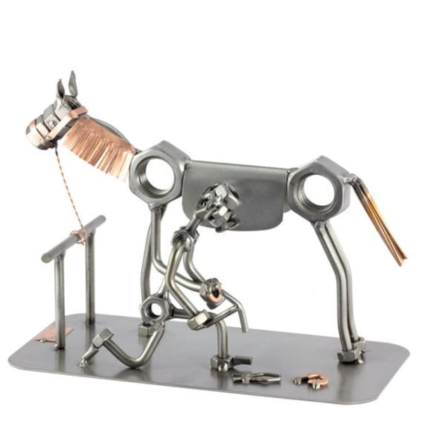 Nuts and bolts sculpture "Farrier" - Handmade ornament figurine