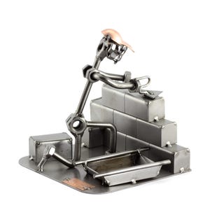 Nuts and bolts sculpture &quot;Bricklayer&quot; - Handmade ornament figurine