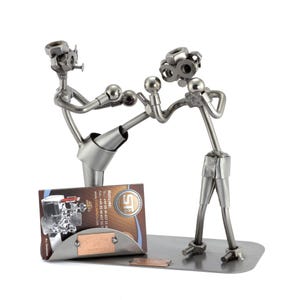 Figurine en métal "Kickboxeur Avec Porte-Cartes De Visite" - Idées Cadeaux fait main