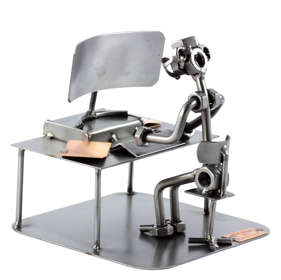 Weightlifter Made Out of Nuts and Bolts, Welded Art, Metal