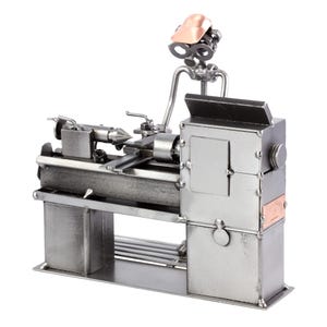 Nuts and bolts sculpture "Lathe Operator" - Handmade ornament figurine image 2