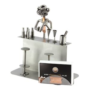 Figurine en métal "Spécialiste De Cocktails Avec Porte-Cartes De Visite" - Idées Cadeaux fait main
