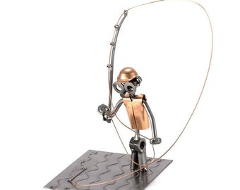 Figurine en métal "Pêche À La Mouche" - Idées Cadeaux fait main