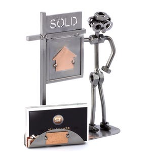 Figurine en métal "Agent Immobilier avec Porte-Cartes De Visite" - Idées Cadeaux fait main