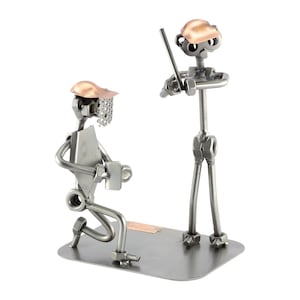 Screw Man Baseball 2 Personen - Origineel Steelman24 Metalen Sculptuur - Het Perfecte Cadeau