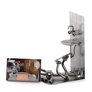 Figurine en métal "Plombier Avec Porte-Cartes De Visite" - Idées Cadeaux fait main