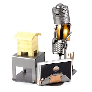 Figurine en métal "Apiculteur avec Maison en Bois avec Porte-Cartes De Visite" - Idées Cadeaux fait main