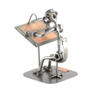 Nuts and bolts sculpture &quot;Technical Illustrator&quot; - Handmade ornament figurine