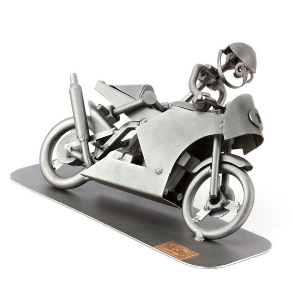 Schraubenmännchen Rennmotorrad - original Steelman24 Metallskulptur - das perfekte Geschenk