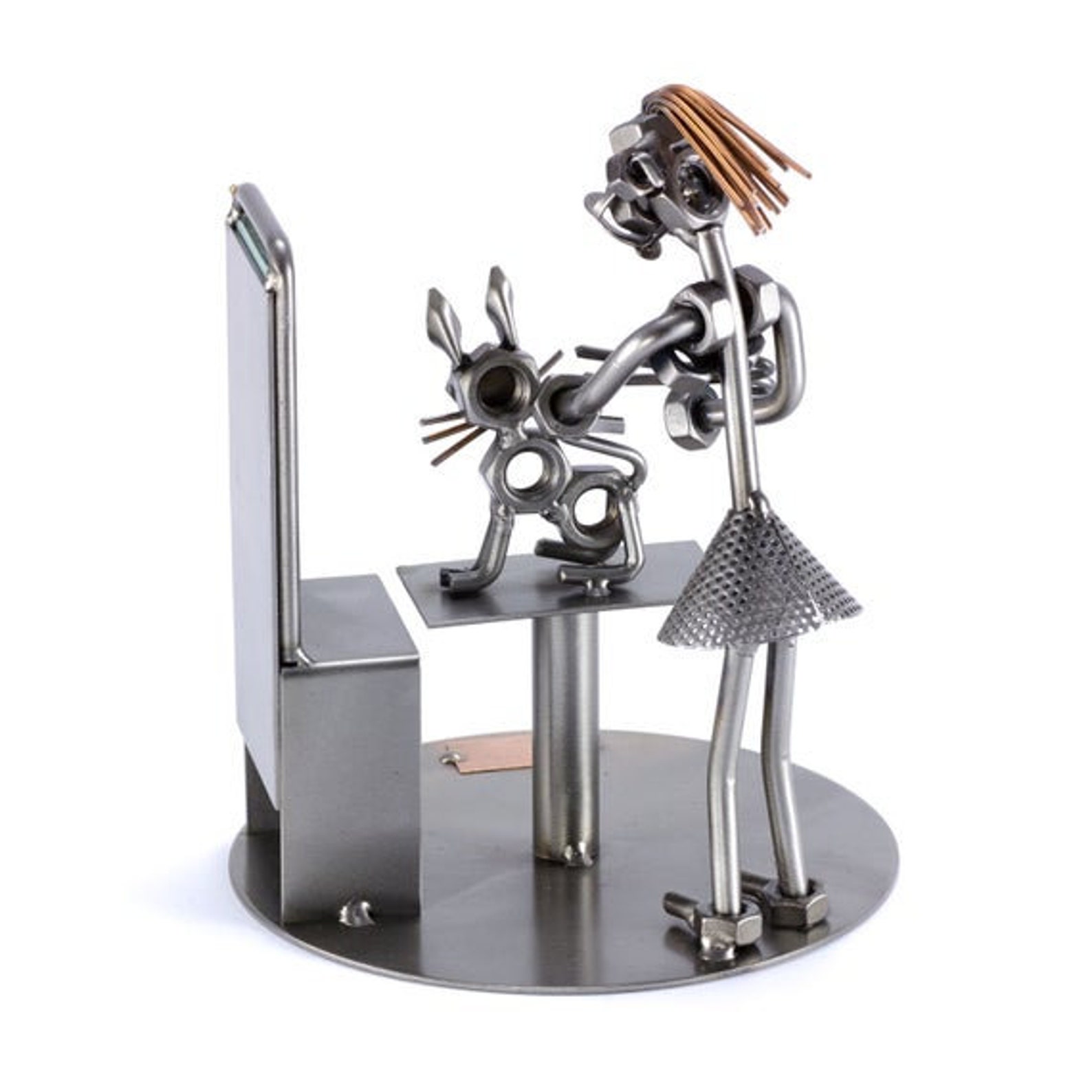 Nuts and bolts sculpture Cat Hairdresser Etsy