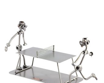 Nuts and bolts sculpture "Table Tennis" - Handmade ornament figurine