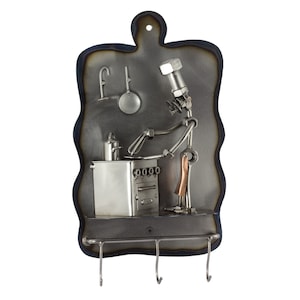 Nuts and bolts sculpture &quot;Cook With Hooks&quot; - Handmade ornament figurine