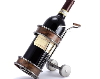 Nuts and bolts sculpture "Golf Bag With Copper Wine Bottle Holder" - Handmade ornament figurine