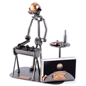 Figurine en métal "Chef Des Grillades Au Barbecue Avec Porte-Cartes De Visite" - Idées Cadeaux fait main