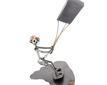 Nuts and bolts sculpture "Kitesurfing" - Handmade ornament figurine