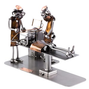 Nuts and bolts sculpture "Brain Surgeon" - Handmade ornament figurine