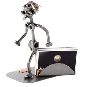 Figurine en métal "Joggeuse Avec Porte-Cartes De Visite" - Idées Cadeaux fait main