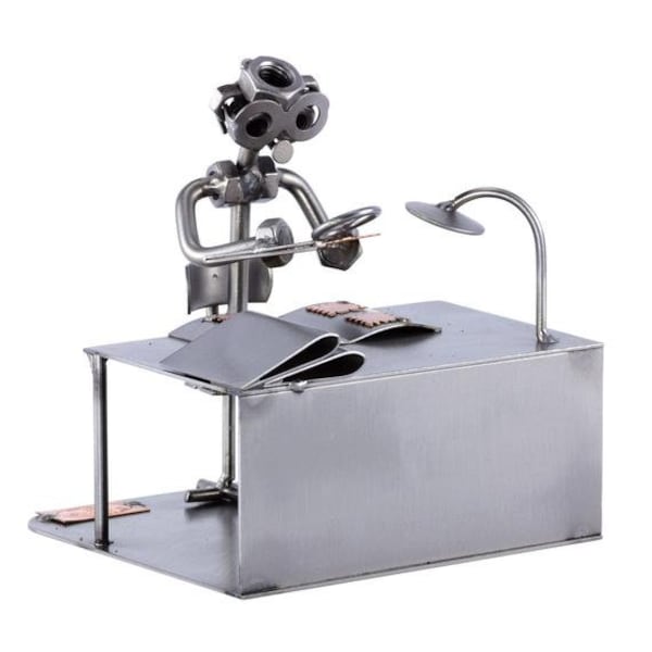 Schraubenmännchen Briefmarkensammler - original Steelman24 Metallskulptur - das perfekte Geschenk