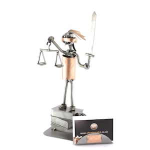 Figurine en métal "Justice Avec Porte-Cartes De Visite" - Idées Cadeaux fait main