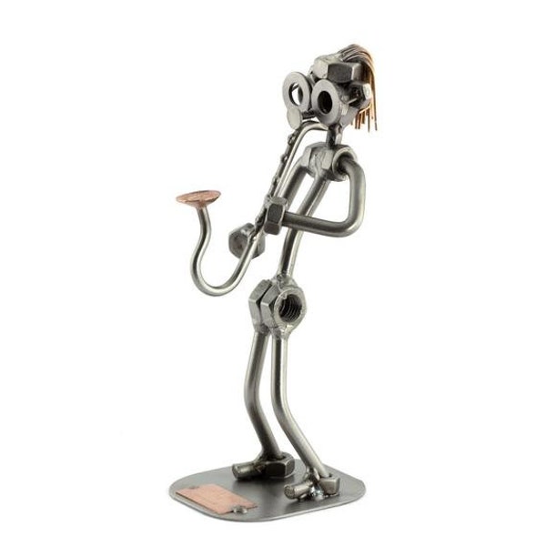 Nuts and bolts sculpture "Saxophone" - Handmade ornament figurine