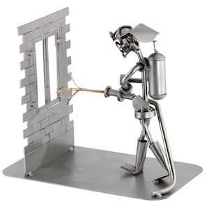 Nuts and bolts sculpture &quot;Fireman House Call&quot; - Handmade ornament figurine
