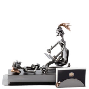 Figurine en métal "Psychologue (femme) avec porte-cartes de visite" - Idées Cadeaux fait main