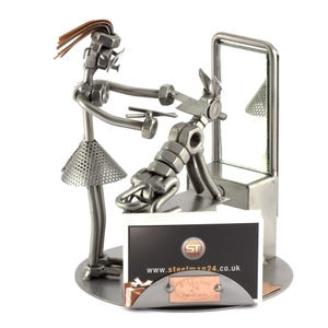 Figura de Metal "Peluquero Canino Con Portatarjetas De Visita" - Idea de regalo hecho a mano