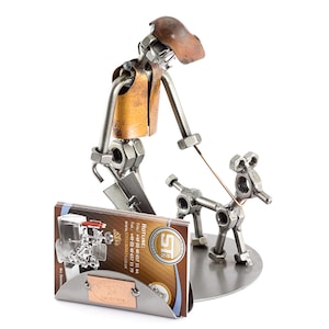 Figurine en métal "Moi Et Mon Chien Avec Porte-Cartes De Visite" - Idées Cadeaux fait main