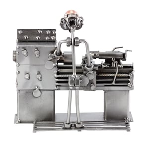 Nuts and bolts sculpture "Lathe Operator" - Handmade ornament figurine image 5