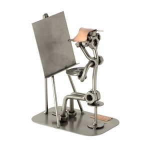Nuts and bolts sculpture &quot;Artist&quot; - Handmade ornament figurine