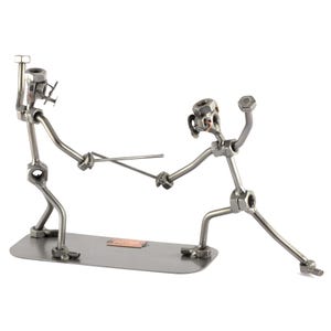 Nuts and bolts sculpture &quot;Fencing&quot; - Handmade ornament figurine