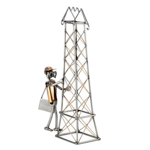 Nuts and bolts sculpture "Transmission Tower" - Handmade ornament figurine