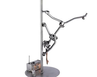 Nuts and bolts sculpture "Pole Dancing" - Handmade ornament figurine