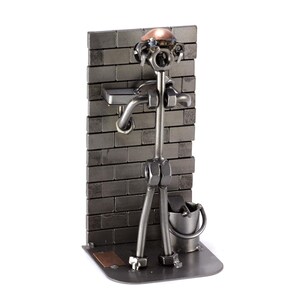 Nuts and bolts sculpture &quot;Pointing Brickwork&quot; - Handmade ornament figurine