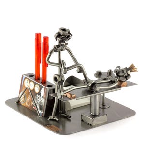 Nuts and bolts sculpture &quot;Physiotherapist Desk Organizer&quot; - Handmade ornament figurine