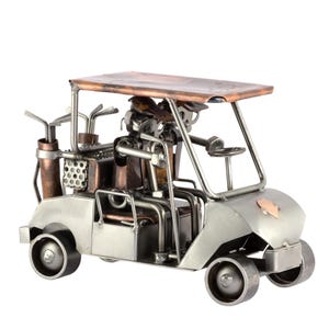 Moeren en bouten sculptuur Golfkar - origineel Steelman24 metalen sculptuur - het perfecte cadeau