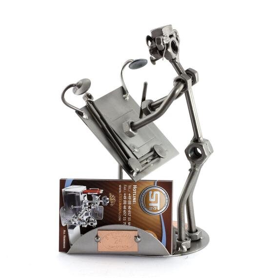 Home Décor Nuts and bolts sculpture Architect With Business Card Holder